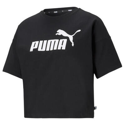 Essentials logo cropped t-shirt dames puma black