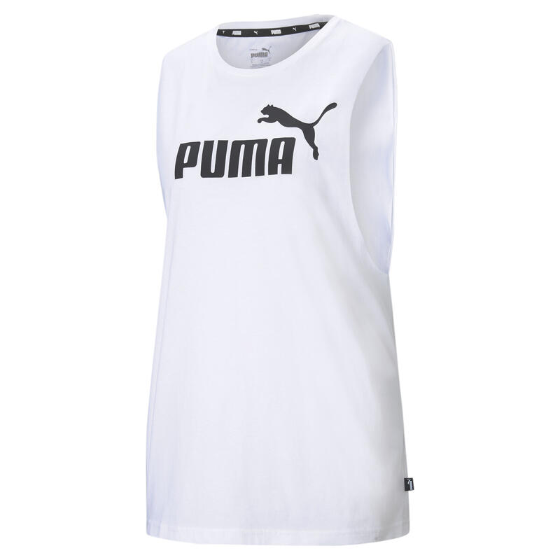 Camiseta sin mangas Mujer PUMA Cut Off Essentials Logo Blanco