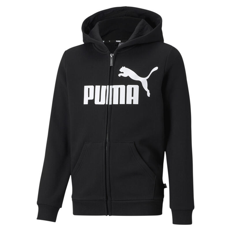 Essentials Big Logo hoodie met rits voor jongeren PUMA Black