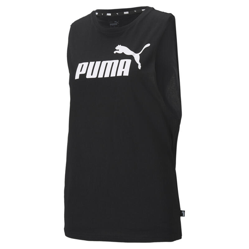 Essentials Logo Cut Off tanktop dames PUMA Black