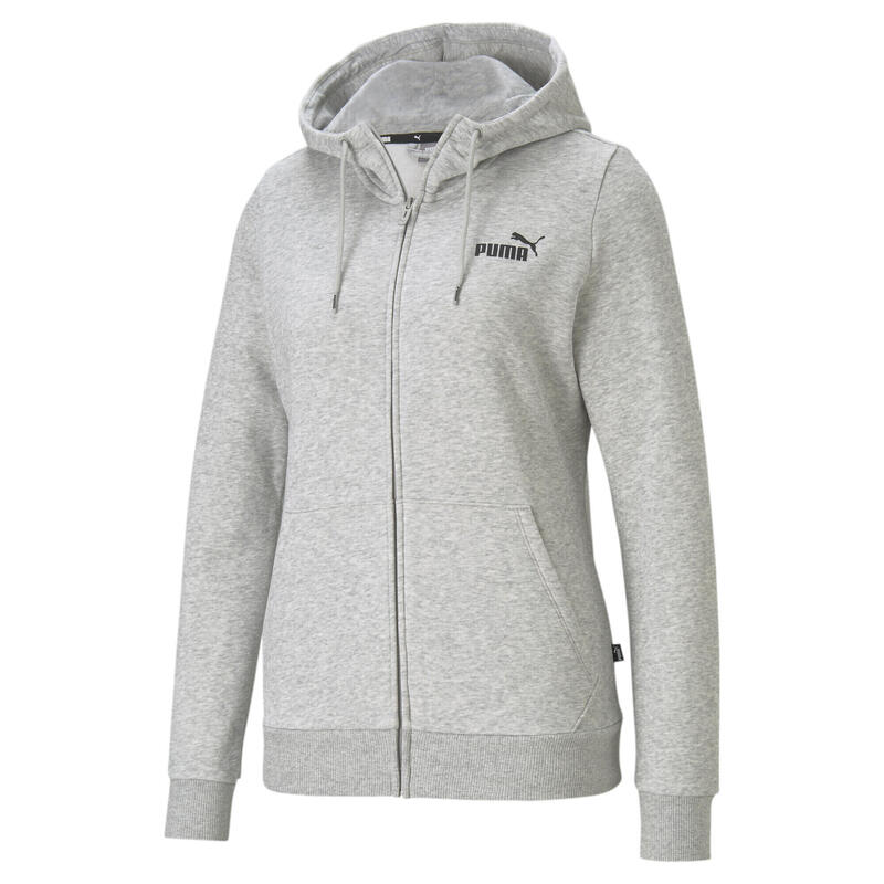 Felpa con cappuccio a zip intera Essentials da donna PUMA Light Gray Heather