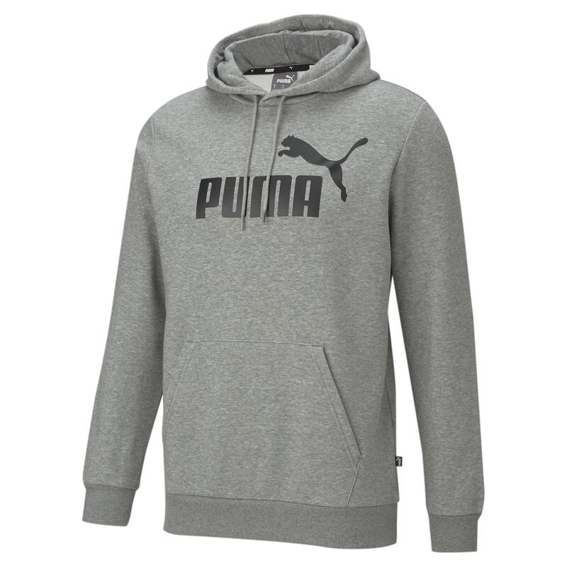 PUMA Mens Essentials Big Logo Hoodie Hooded Top - Medium Gray Heather