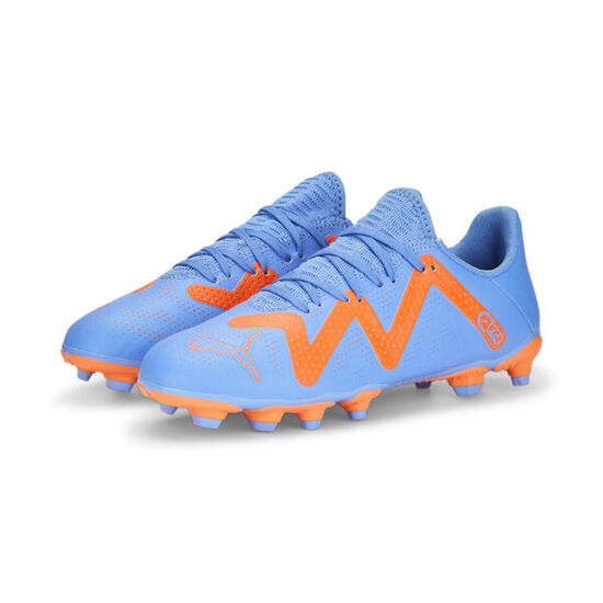 Botas de fútbol Niños FUTURE Play FG/AG PUMA Blue Glimmer White Ultra Orange