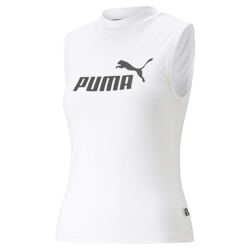 Essentials Slim Logo tanktop voor dames PUMA White