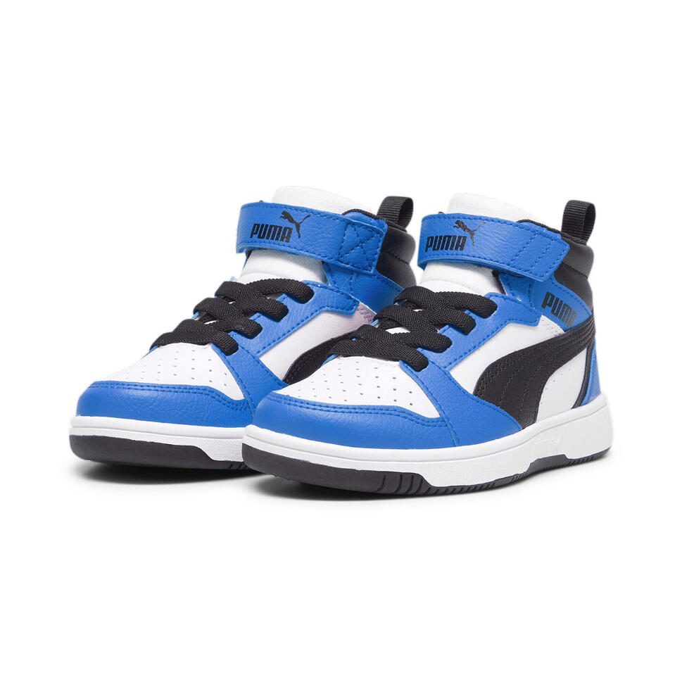 Dziecięce sneakersy Rebound V6 Mid PUMA White Black Racing Blue