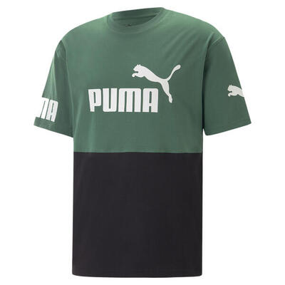 Puma power t-shirt met kleurblokken voor heren puma vine green