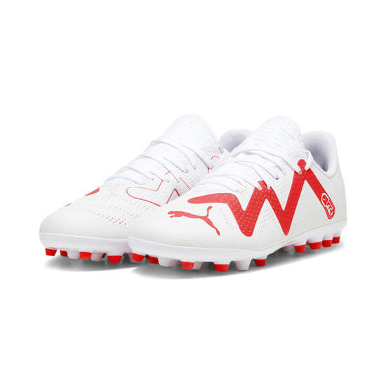 Scarpe da calcio FUTURE PLAY MG da ragazzi PUMA White Fire Orchid Red