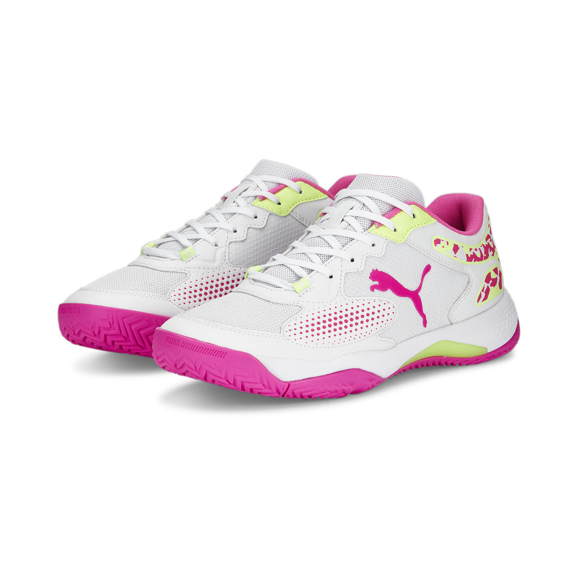 Puma - Chaussures De Padel Solarcourt Rct Puma White Ravish Fast Yellow Pink - Chaussures De Sport - Blanc|jaune|rose - Decathlon