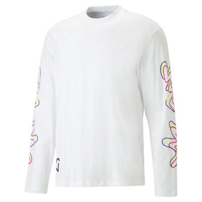 Neymar jr creativity t-shirt met lange mouwen voor heren puma white fluo yellow