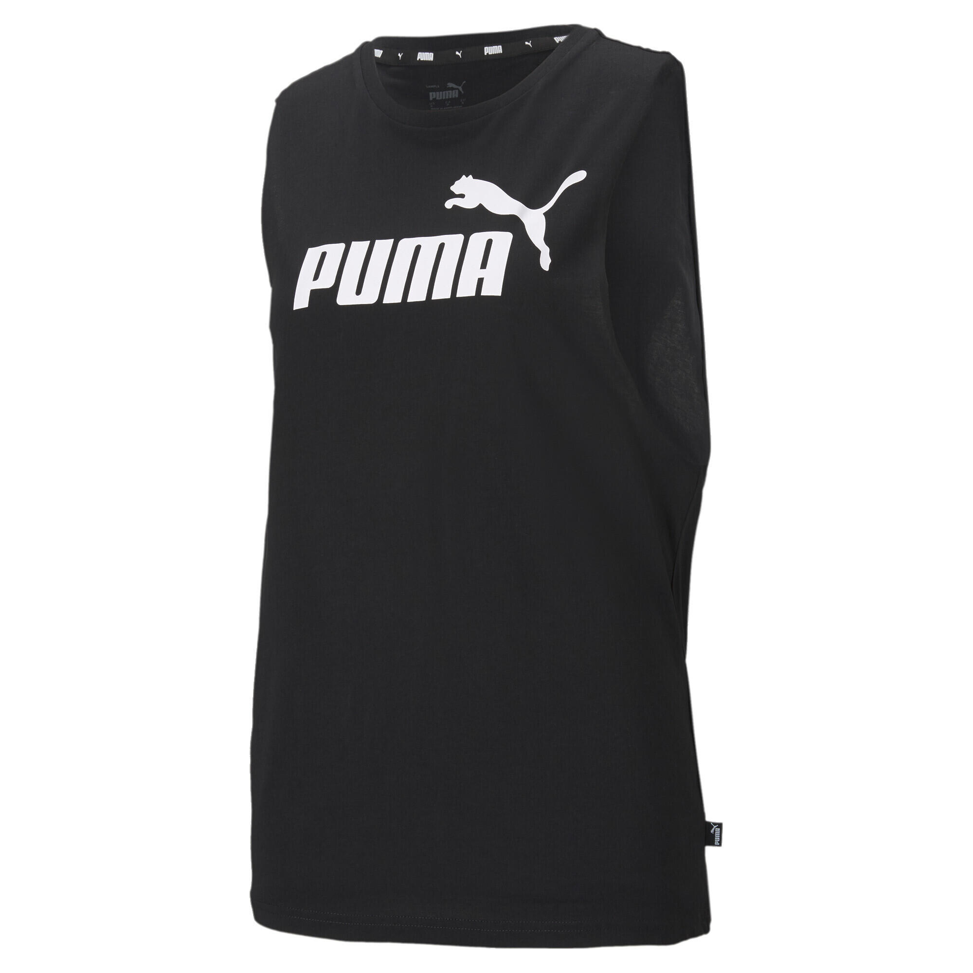 PUMA Tank top con bordi a taglio vivo e logo Essentials donna PUMA Black