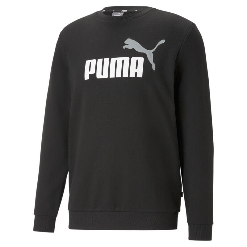 Felpa a girocollo bicolore con logo grande Essentials+ da uomo PUMA Black White