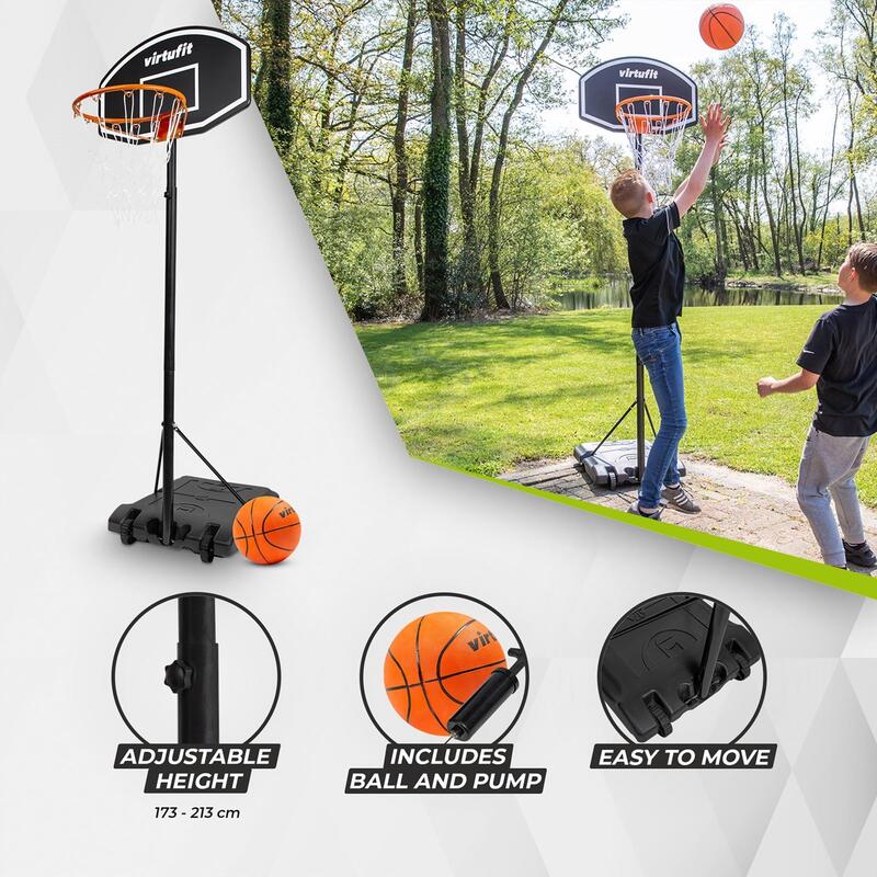 Basketballkorb auf Ständer mit einfacher Einstellung 1.7m bis 2.15m VirtuFit