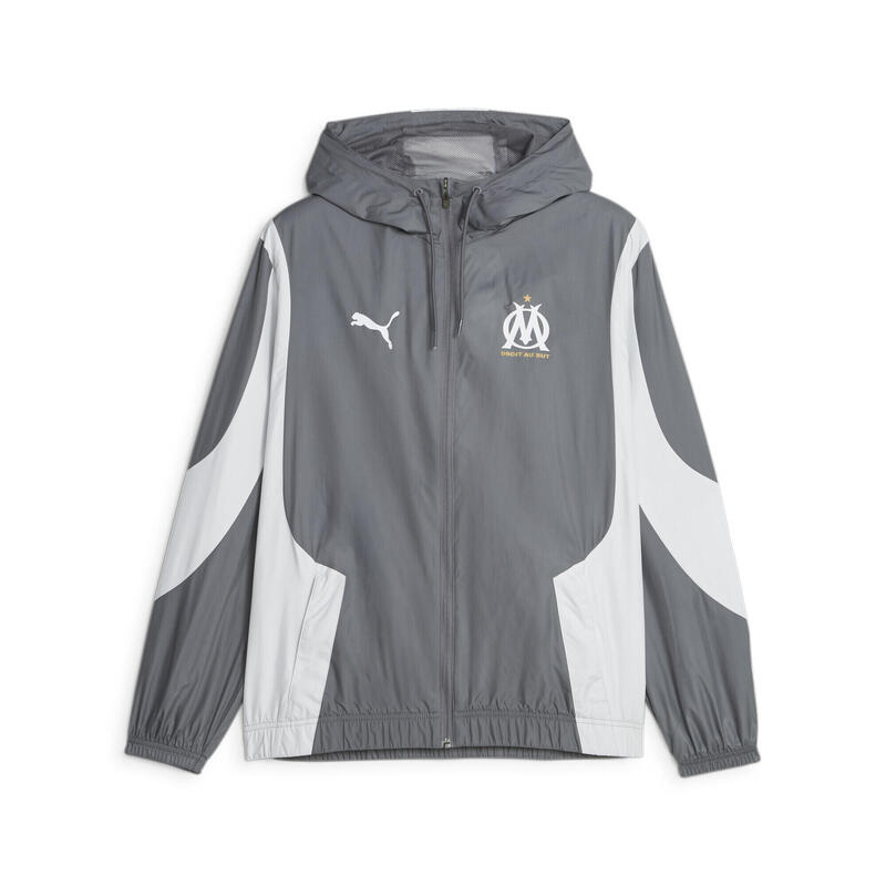 Giacca da calcio Olympique de Marseille pre-partita PUMA White Cool Dark Gray