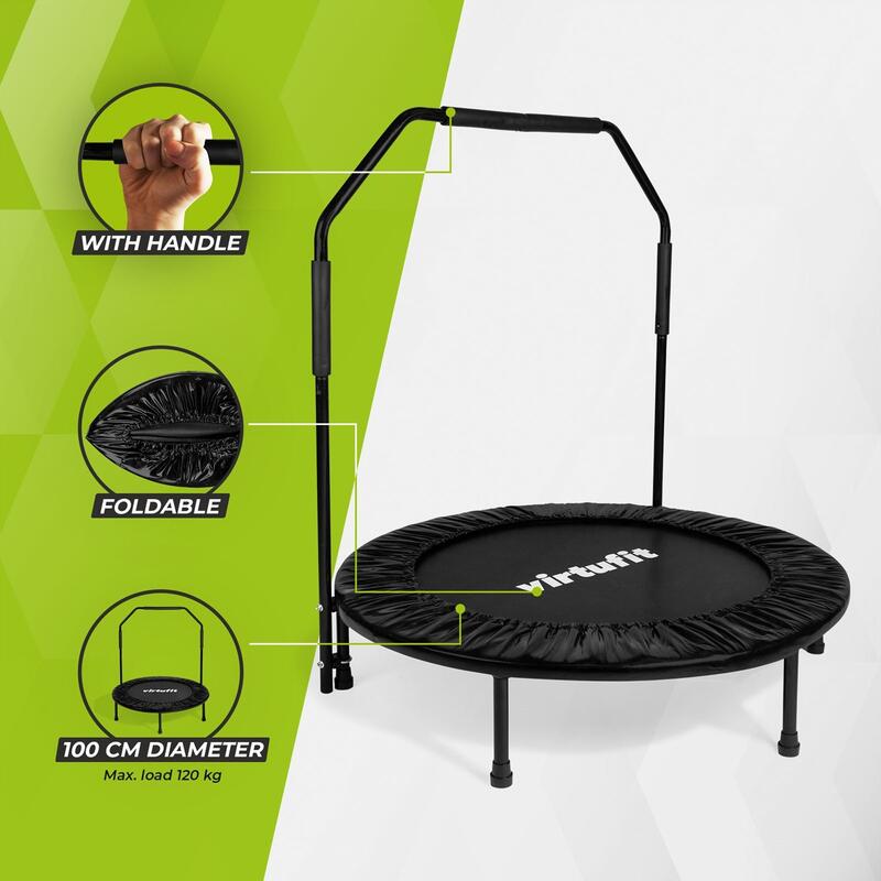 Trampoline - Opvouwbare Fitness Trampoline met Handvat - Zwart - 100 cm