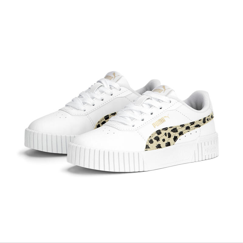 Carina 2.0 Animal sneakers voor kinderen PUMA White Granola Black Gold Beige