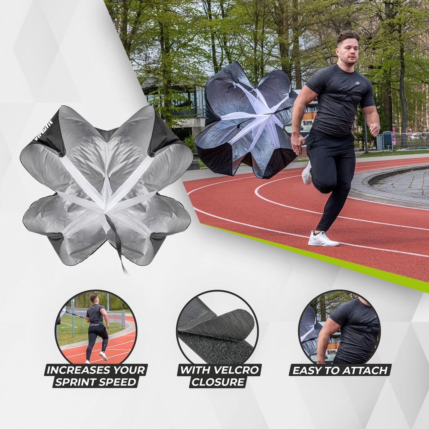 Bfsmile Paracadute Da Corsa Per Allenamento Velocità, Diametro 142 Cm, Resistenza 5-15 Kg, Cintura Regolabile, Con Borsa