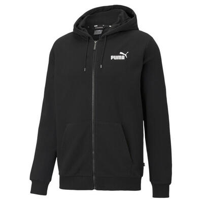 Felpa con cappuccio zip integrale e logo piccolo Essentials uomo PUMA Black