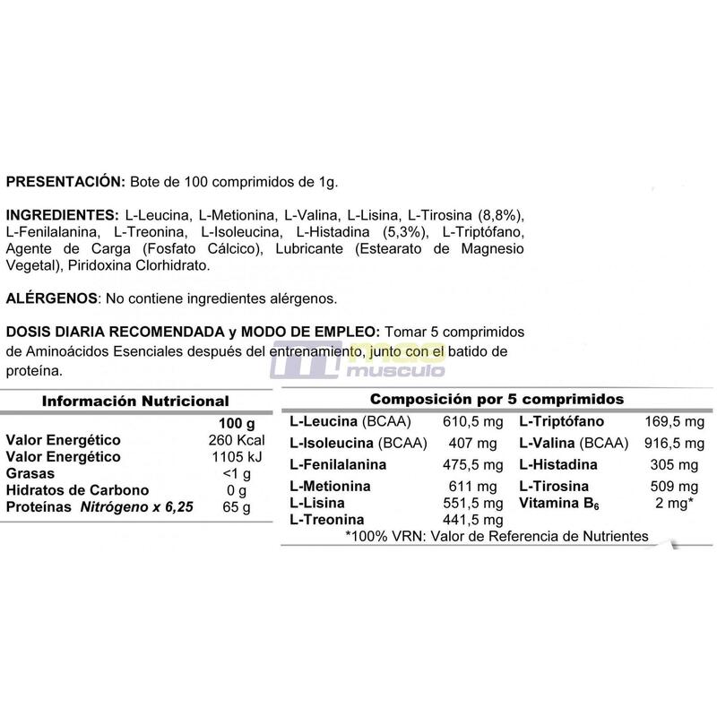 Aminoácidos Esenciales (Aaee) 1g - 100 Tabletas de Nutrisport