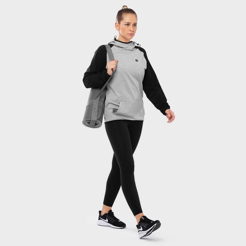 Sweat à capuche fitness femme Old School-W Gris Nacré