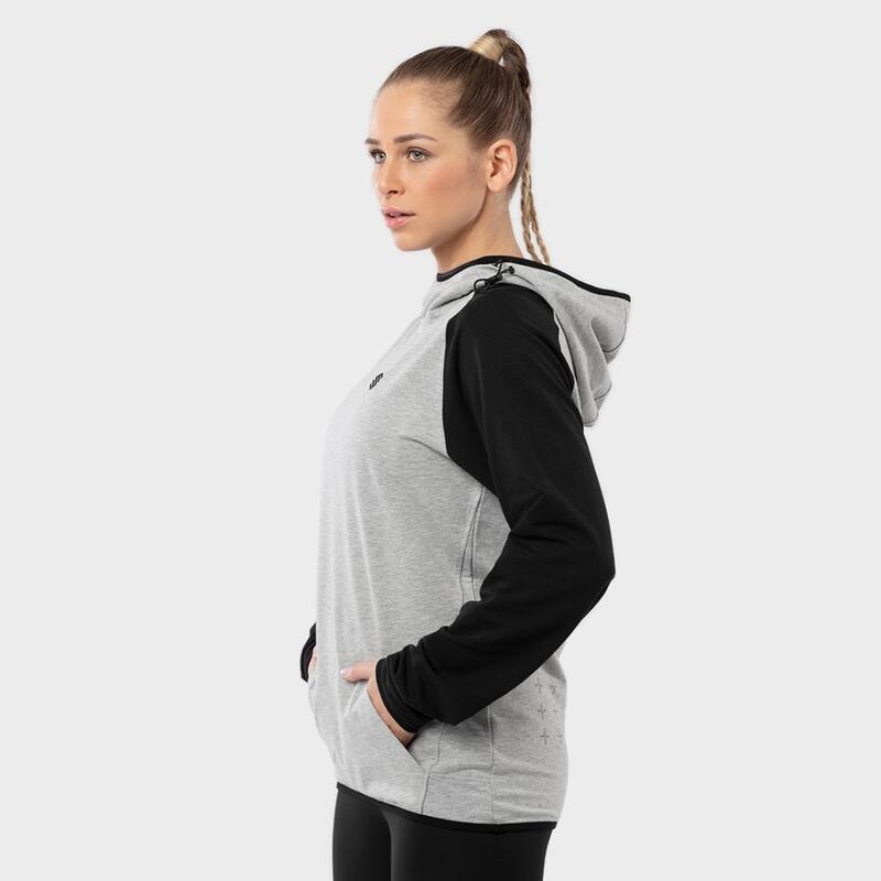 Sweat à capuche fitness femme Old School-W Gris Nacré