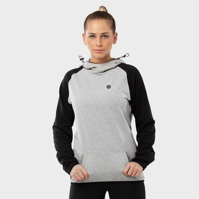 Sweat à capuche fitness femme Old School-W Gris Nacré