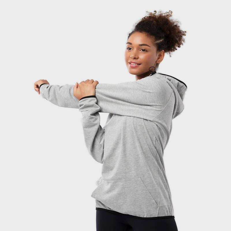 Sweat à capuche fitness femme Challenger-W Gris Nacré