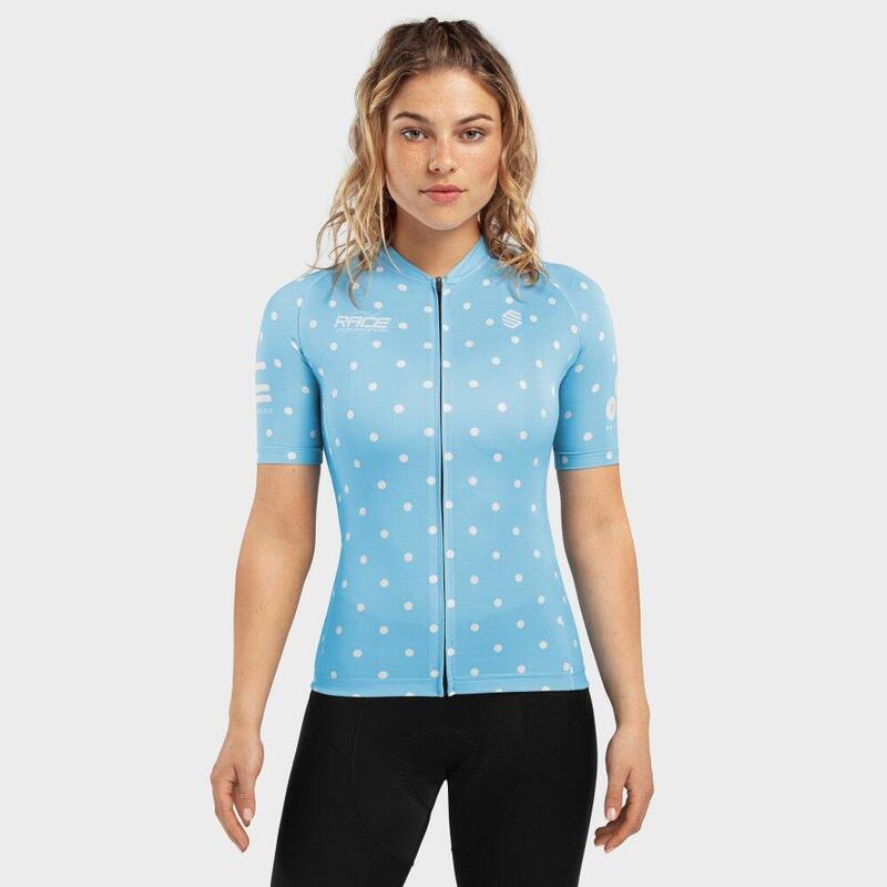 Maillot biodegradable mujer ciclismo Race Dots SIROKO Azul