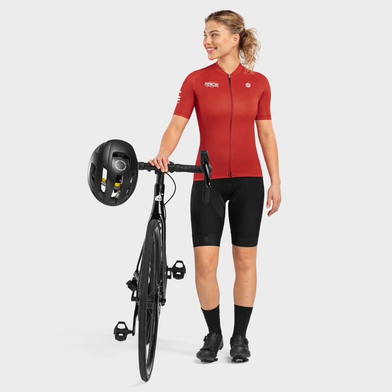Camisola de ciclismo biodegradável para mulher Race Madison SIROKO Encarnado