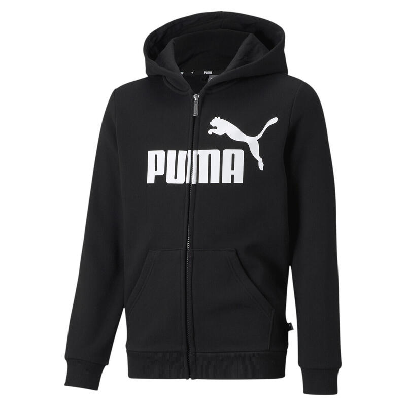 Essentials hoodie met rits met groot logo voor jongeren PUMA Black