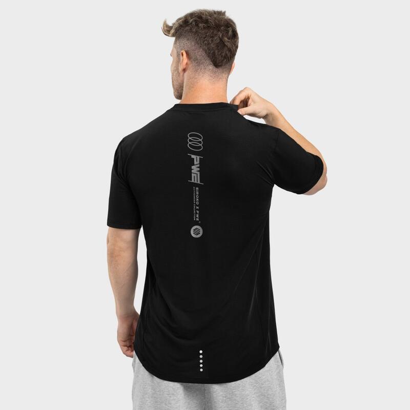 Camiseta de manga corta hombre fitness PWE Dare SIROKO Negro