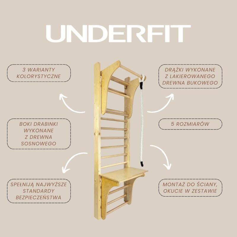 Drabinka gimnastyczna Leon 230 x 80 cm drewniana UNDERFIT