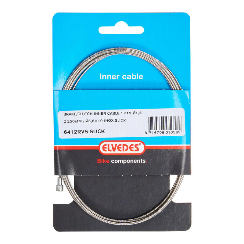 Elvedes Rem binnenkabel 2250mm RVS V-nippel 6412RVS-SLICK