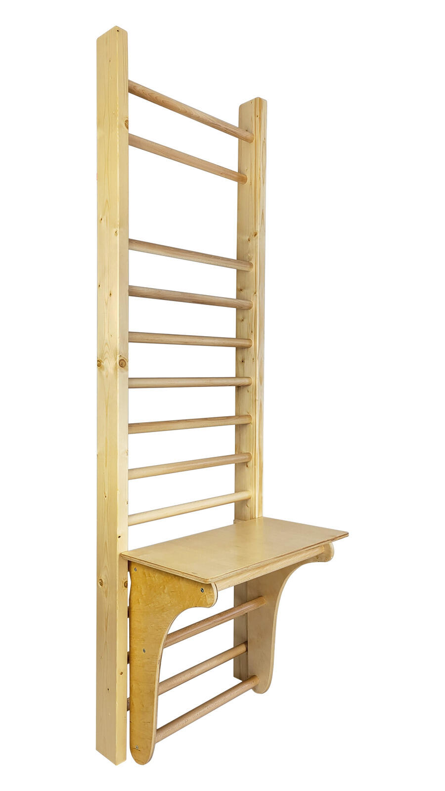 Drabinka gimnastyczna Leon 230 x 80 cm drewniana + drążek + blat UNDERFIT 1/6