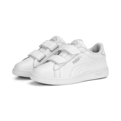 Zapatillas Niños Smash 3.0 Leather PUMA White Lavender Alert Purple