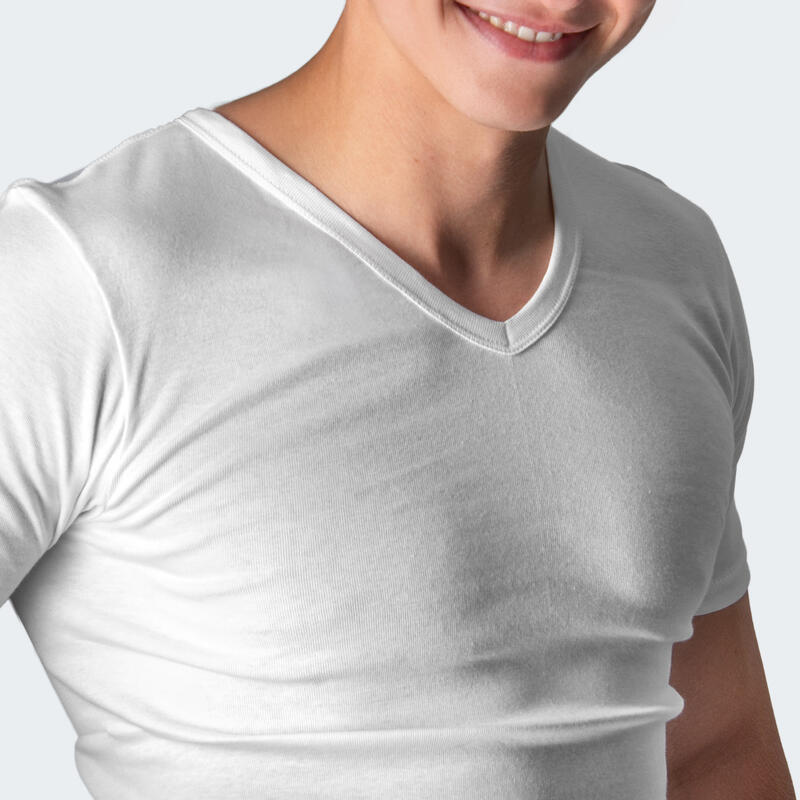 Maillot de corps col V | Homme | T-shirt sans coutures | Set de 2 | Blanc