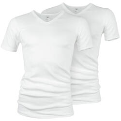 Maillot de corps col V | Homme | T-shirt sans coutures | Set de 2 | Blanc