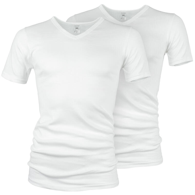 Conjunto de 2 coletes para homem | T-shirt com decote em V para homem | Branco