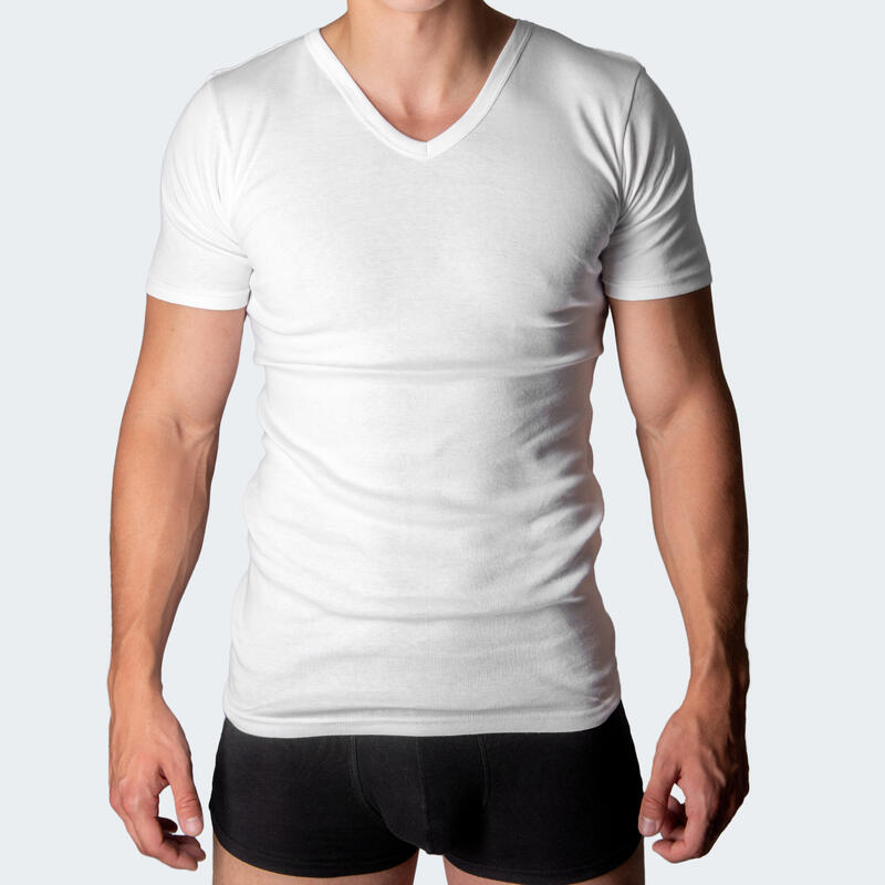 Kamizelka męska zestaw 2, Biznesowy T-shirt z dekoltem w szpic