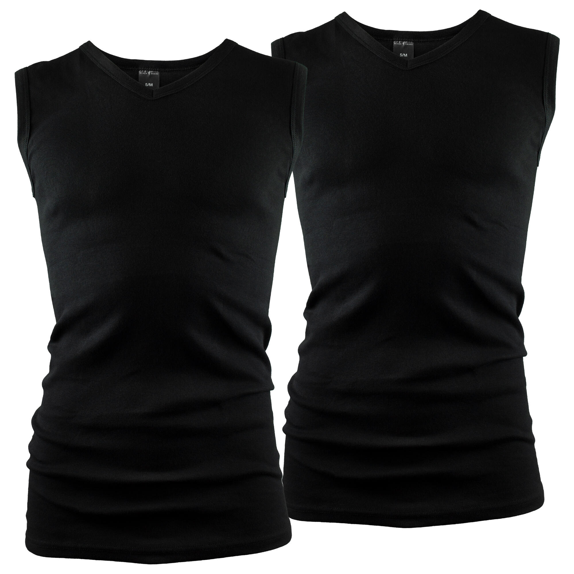 Débardeur col V | Homme | Maillot de corps sans coutures | Set de 2 | Noir 1/6