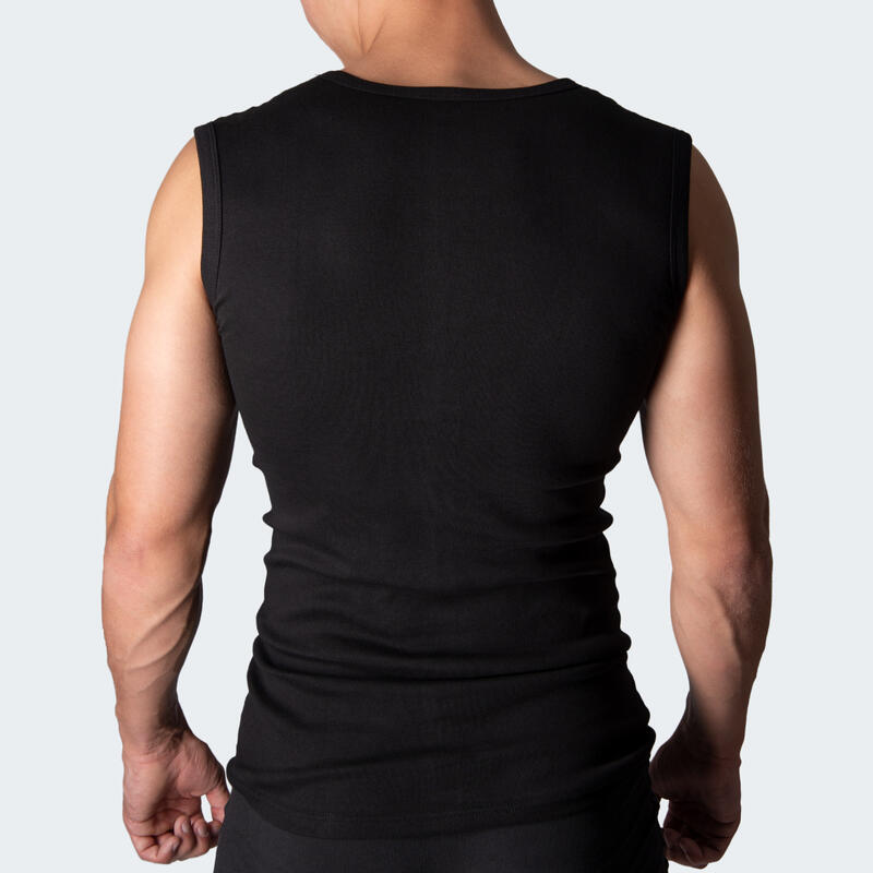 Camiseta interior de tirantes cuello V, Hombre, Set de 2, Seamless, Negro