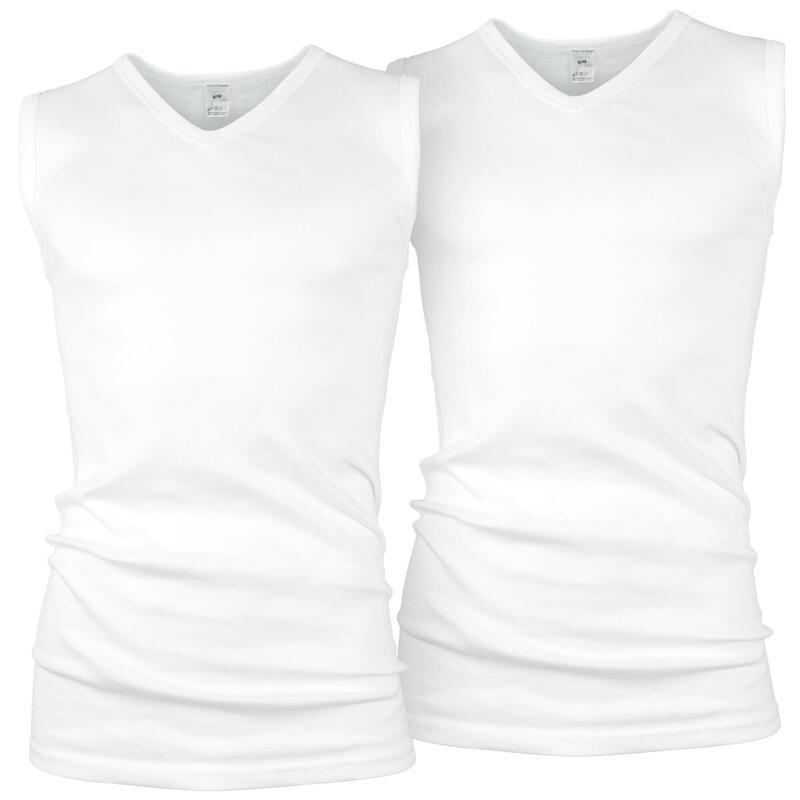 Camiseta interior de tirantes cuello V | Hombre | Set de 2 | Seamless | Blanco