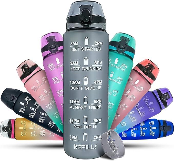 K-MART Sports Water Bottle with Motivational Time Marker 1/4