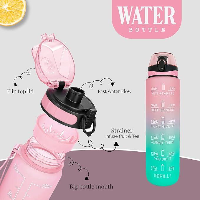 K-MART Sports Water Bottle with Motivational Time Marker 2/4