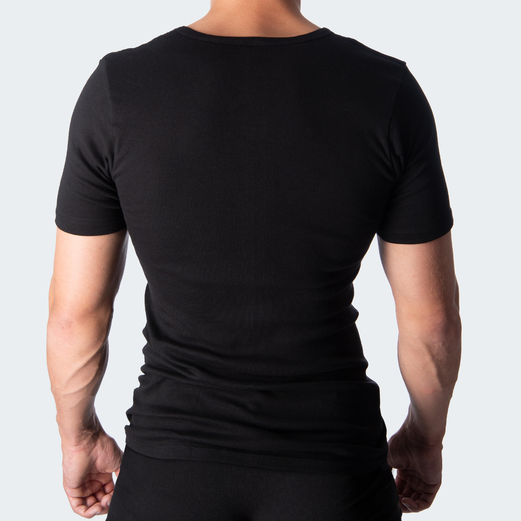 Maillot de corps col V | Homme | T-shirt sans coutures | Set de 2 | Noir 3/6