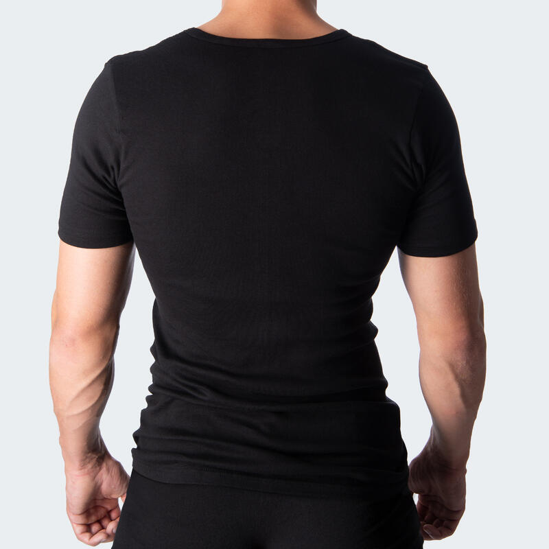 Camiseta interior de tirantes cuello V, Hombre, Set de 2, Seamless, Negro