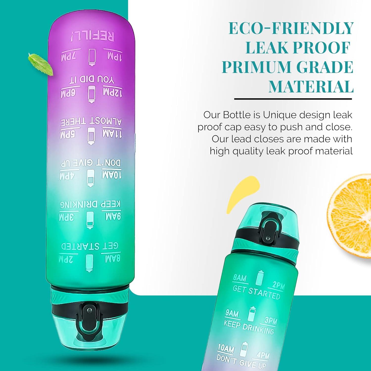 K-MART Water  1L Sports Water Bottle with Motivational Time Marker 2/4