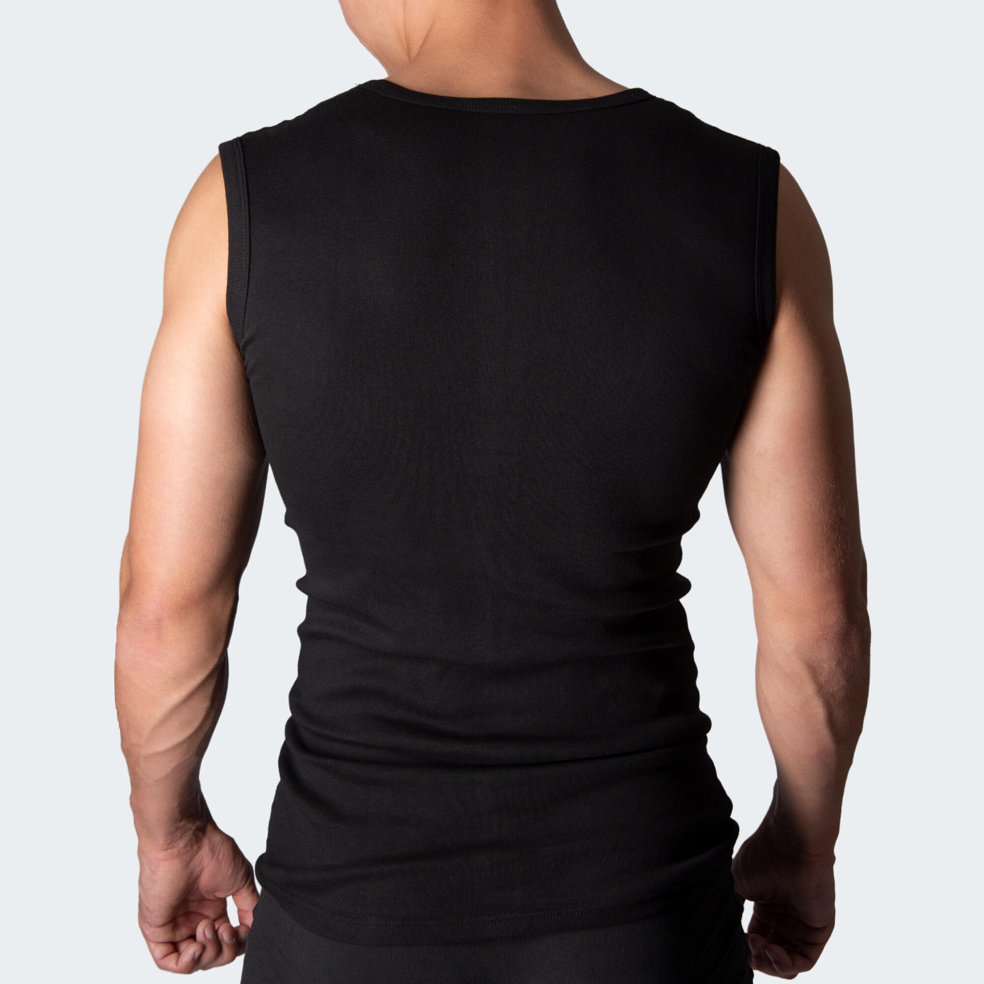 Débardeur col V | Homme | Maillot de corps sans coutures | Set de 2 | Noir 3/6