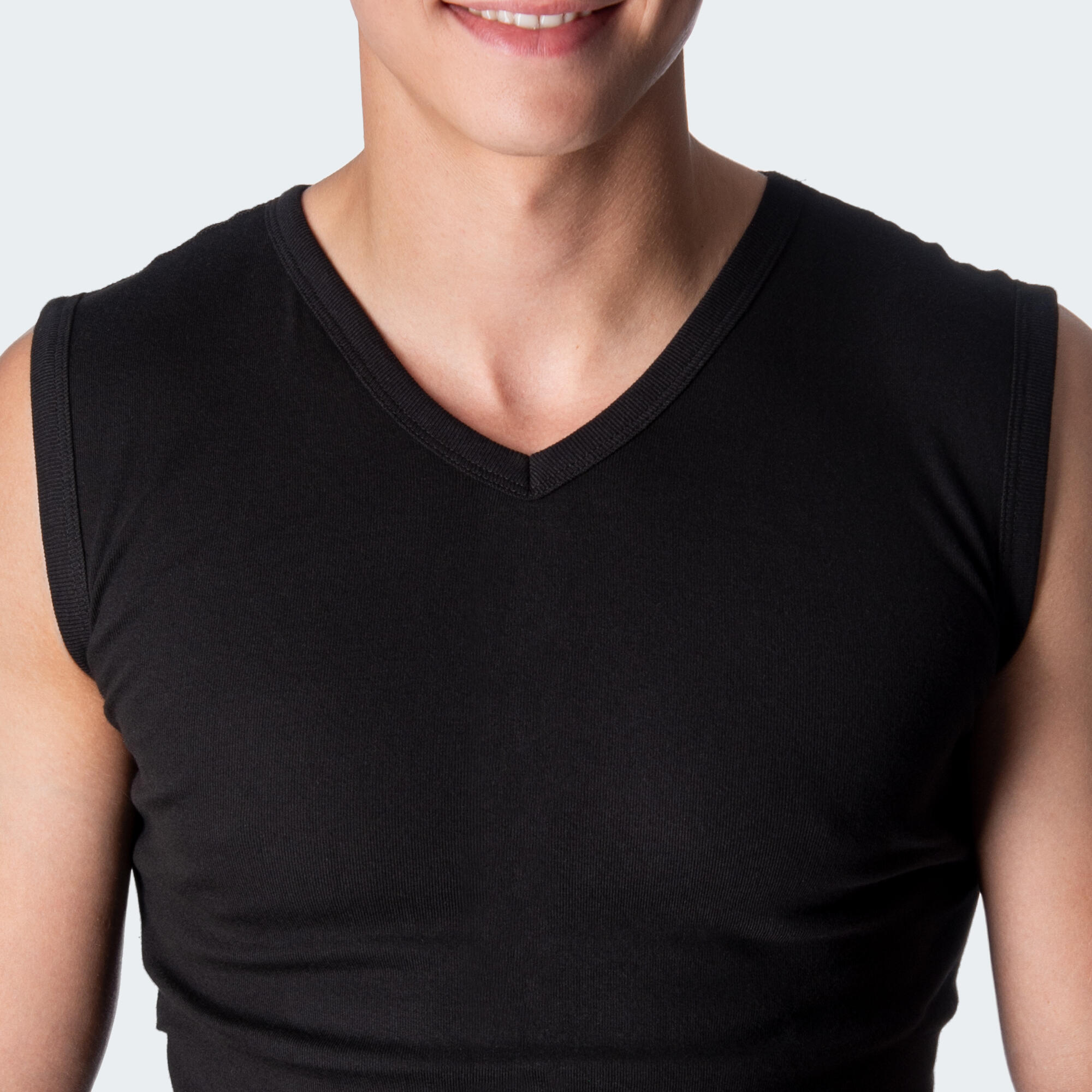 Débardeur col V | Homme | Maillot de corps sans coutures | Set de 2 | Noir 4/6