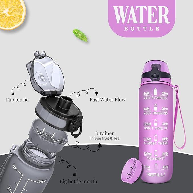 K-mart Sports Water Bottle with Motivational Time Marker 3/4