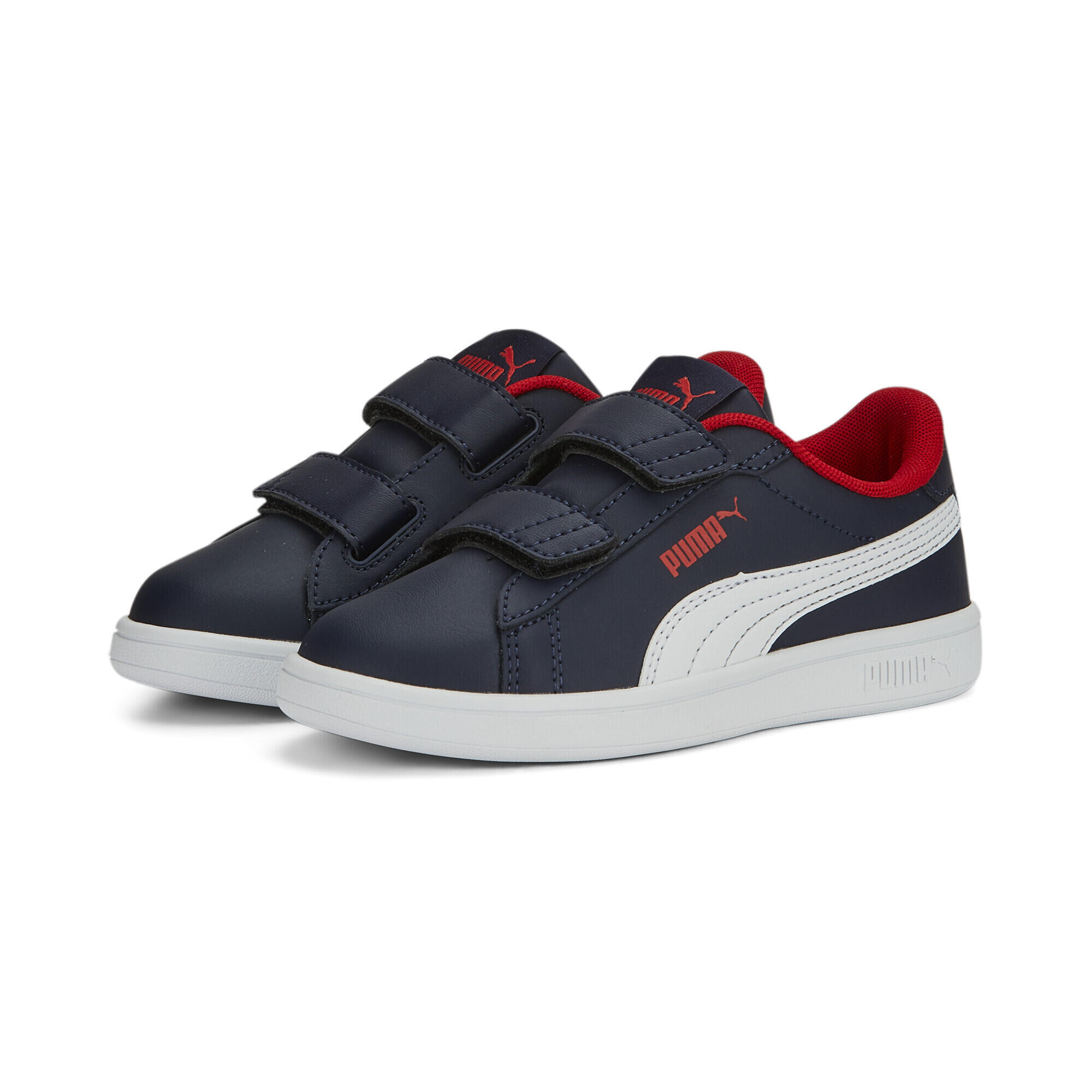 Smash 3.0 leren V sneakers voor kinderen PUMA Navy White For All Time Red Blue 2/7